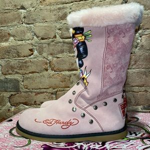 Brand new Ed hardy suede boots